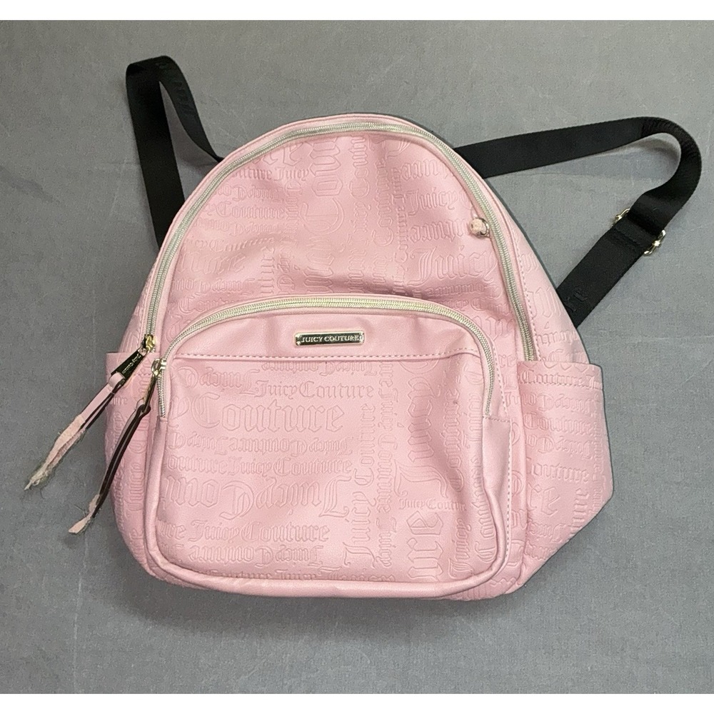 Juicy Couture Backpack Pink Embossed Logo Handbag School Work Lightweight